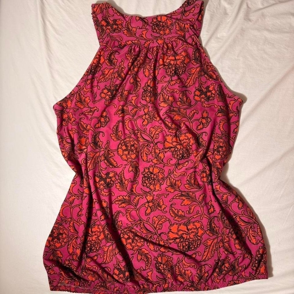 Pink & Orange Y2K Floral Tank Top With Beaded Neckline - Picture 4 of 6